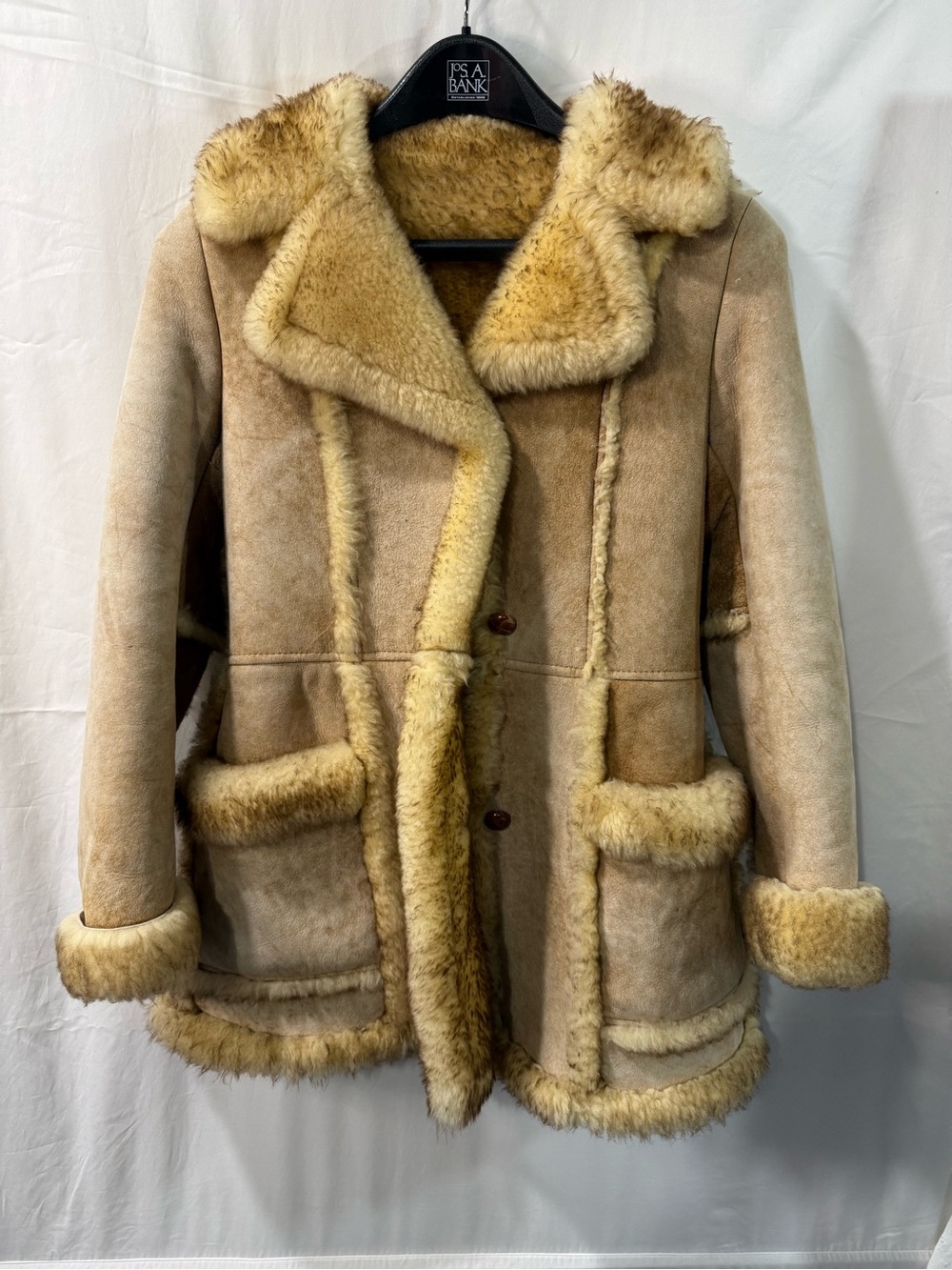 Classic Shearling Trench Coat in Tan with Cream Fur